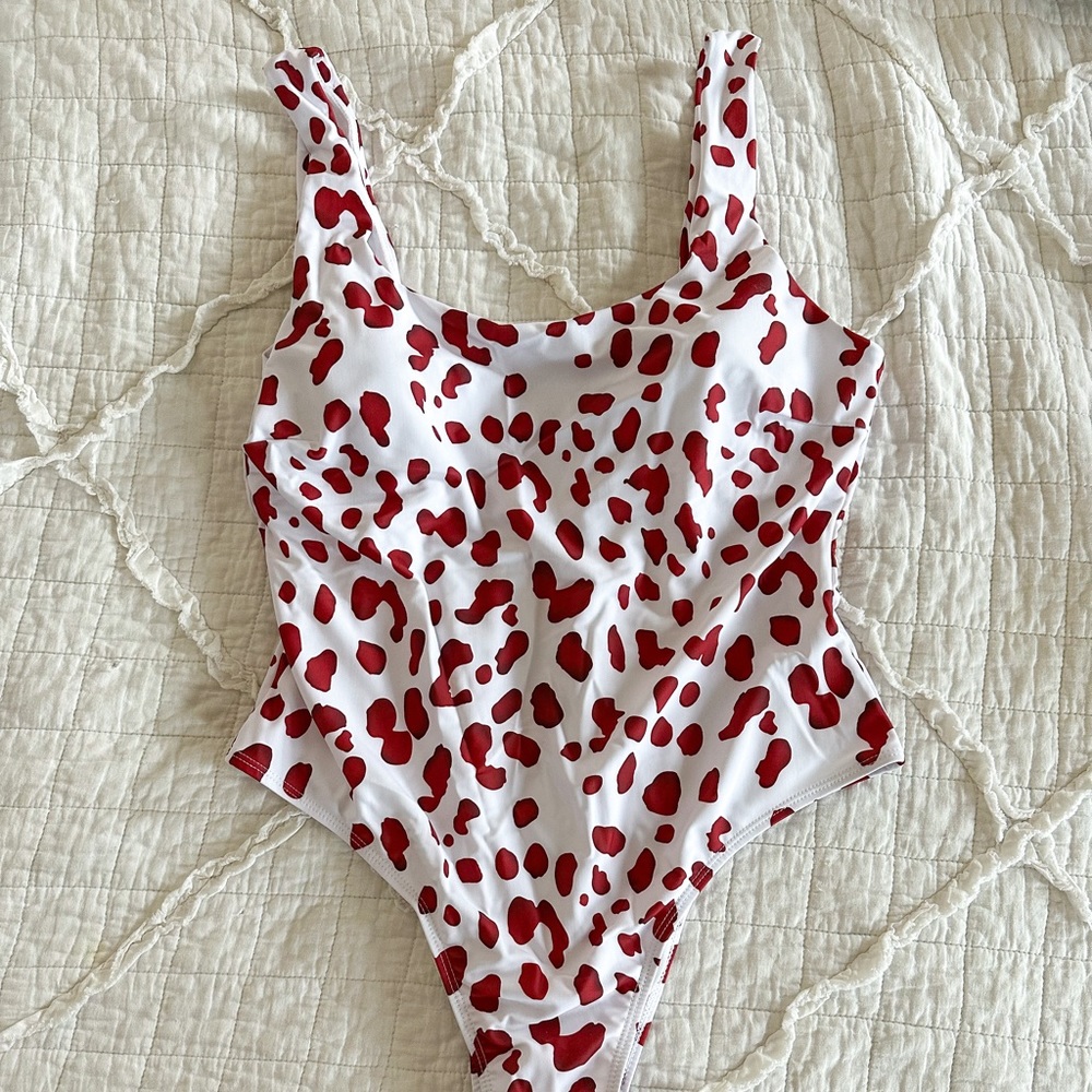 Red Spotted One Piece Swimsuit